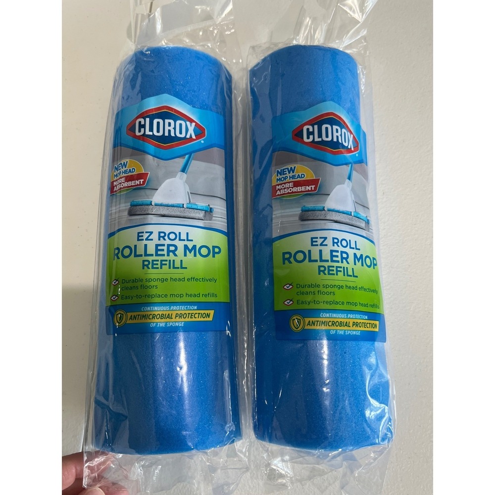 Lot Of 2 Clorox Roller Mop Refill Easy Sliding Scrubber Sponge EZ Roll NEW